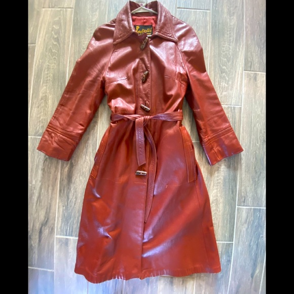 Imperial Leather and Sportswear Jackets & Blazers - Vintage Imperial Mid Length Leather Jacket in Burnt Red Size 12